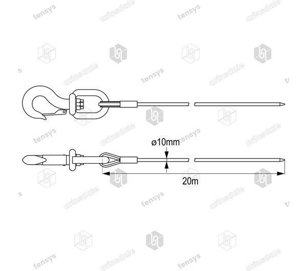 Winch Wire Ropes · 2T Red Swivel Hook Complete with Safety Catch