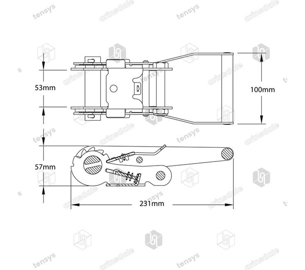 Tensys® · 50mm · 4000daN · Long Wide Handled Ratchet · SS-LWH