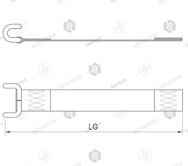 50mm · Curtainside Bottom Strap · Closed Rave Hook · Black