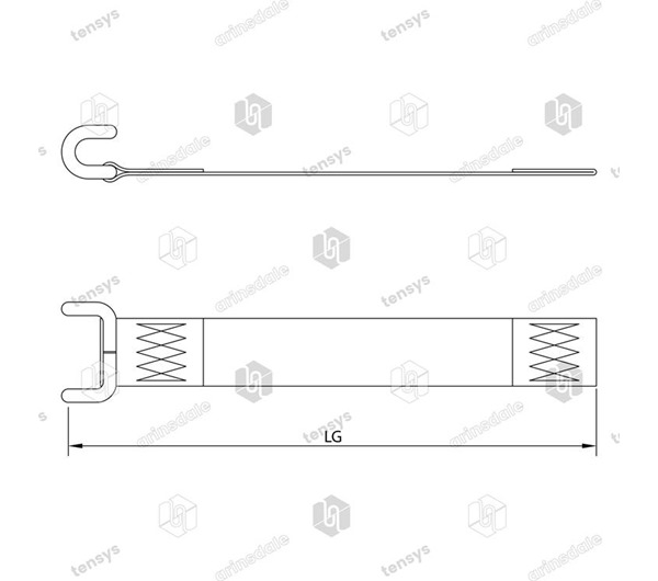 Tensys® · 50mm · Curtainside Bottom Strap · Closed Rave Hook · Black