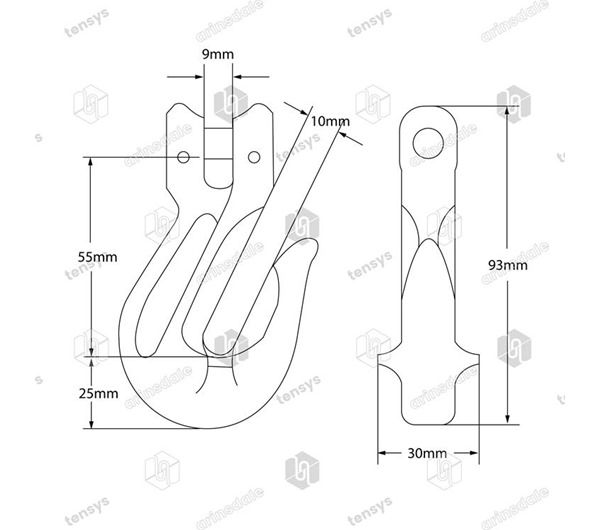 Yoke · 7/8mm · Grade 8 · Clevis Grab Hook · 2.0 Tonne WLL