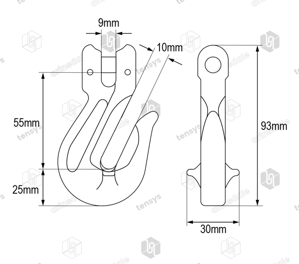 Yoke · 7/8mm · Grade 8 · Clevis Grab Hook · 2.0 Tonne WLL