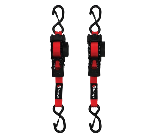 25mm Wide Auto-Retract Ratchet Tie Down Straps (2-Pack)