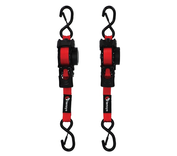 Auto-Retract Ratchet Tie Down Straps (2-Pack)