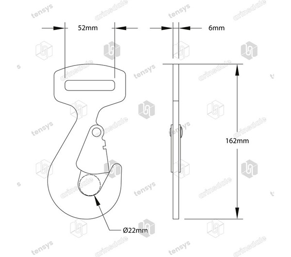 Tensys® · 50mm · 5000daN · Flat Snap Hook