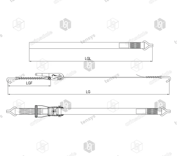 50mm · 4000daN · LWH · Ratchet Lashing System · Claw Hooks