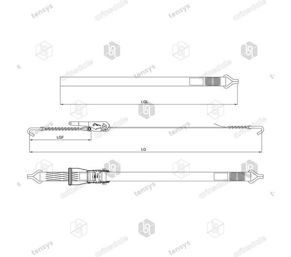 Tensys® · 50mm · 4000daN · LWH · Ratchet Lashing System · Claw Hooks