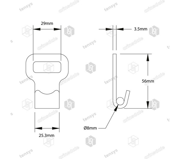 Tensys® · 25mm · 1500daN · Flat J-Hook