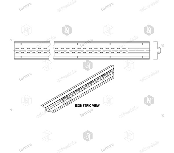 Recessed Extruded Aluminium Captive Track 3.5mm thick - 3.0 metre