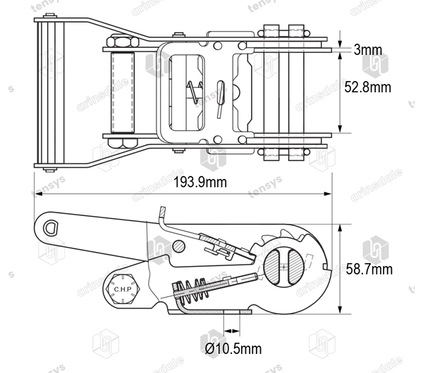 50mm · 5000daN · Wide Handled Ratchet · SWHLK