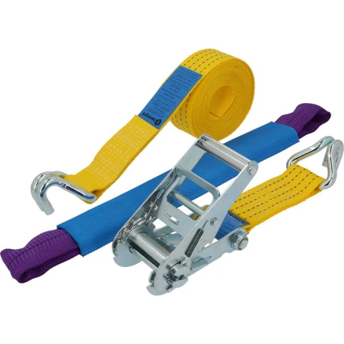 Image depicting TensysÂ® Â· 50mm Â· 4000daN Â· NH Â· Car Transporter Strap - Soft Eye Â· Claw Hooks