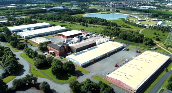 Aerial photo of Arinsdale's facility in Grangemouth, UK